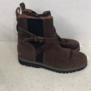 DONALD J. PLINER “Captain” Suede Leather Lug Sole Chelsea Bootie 10M Brown NWOB